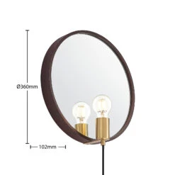 Lucande Lumani Wandleuchte Mit Spiegel, Braun -Lucande 9627238 6