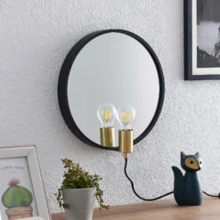 Lucande Lumani Wandleuchte Mit Spiegel, Schwarz 13 Lucande Lumani Wandleuchte Mit Spiegel, Schwarz -Lucande 9627239 2