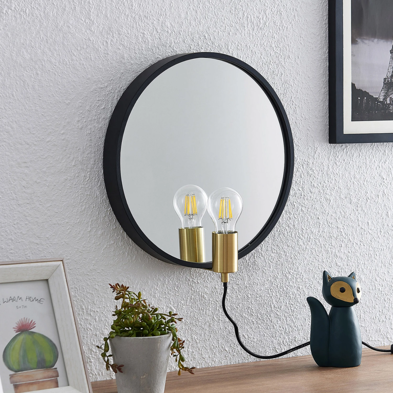 Lucande Lumani Wandleuchte Mit Spiegel, Schwarz 5 Lucande Lumani Wandleuchte Mit Spiegel, Schwarz – Bild 3