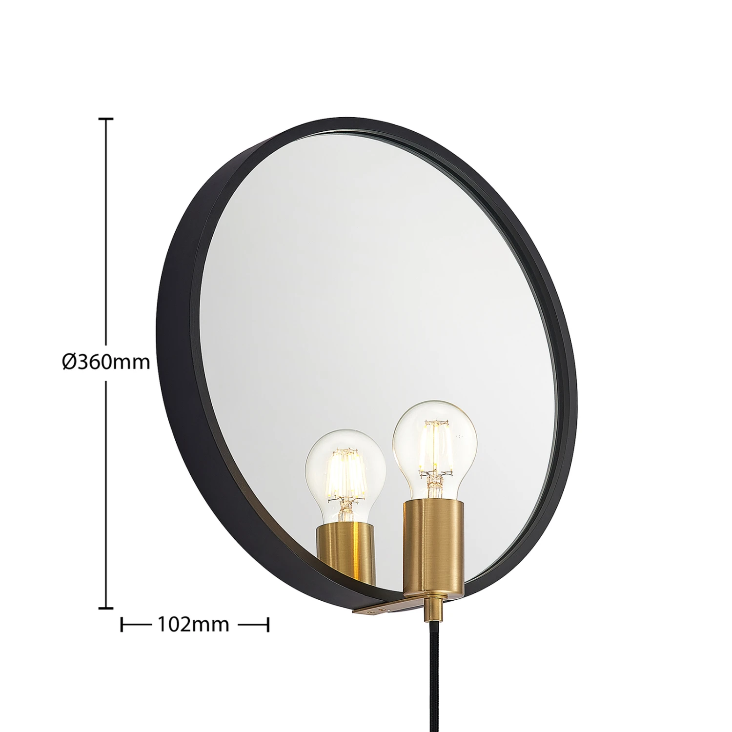 Lucande Lumani Wandleuchte Mit Spiegel, Schwarz 9 Lucande Lumani Wandleuchte Mit Spiegel, Schwarz – Bild 7