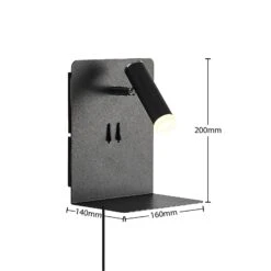 Lucande Zavi LED-Wandspot Mit Ablage, USB, Schwarz -Lucande 9627264 5