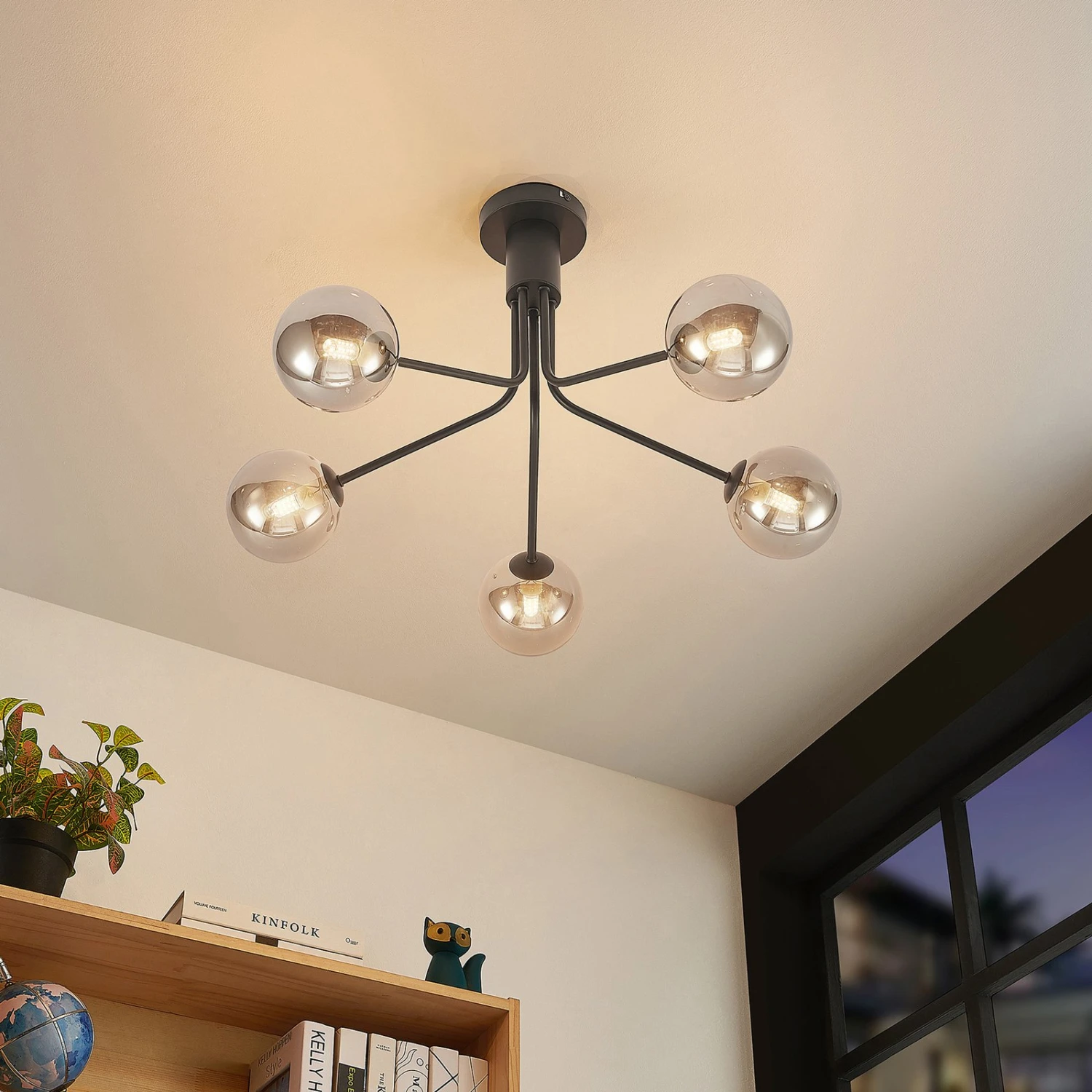 Lucande Wynona Deckenleuchte, 5-fl. Schwarz 4 Lucande Wynona Deckenleuchte, 5-fl. Schwarz – Bild 2