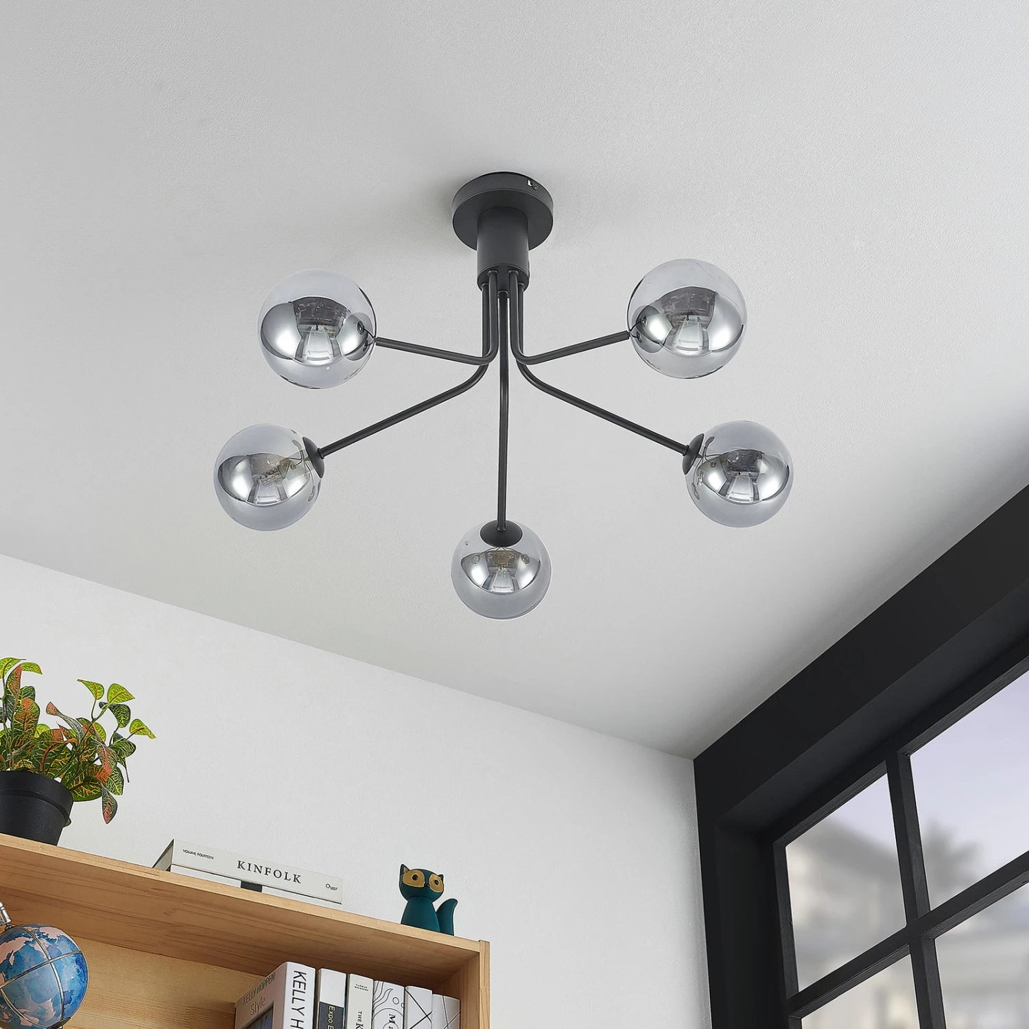 Lucande Wynona Deckenleuchte, 5-fl. Schwarz 5 Lucande Wynona Deckenleuchte, 5-fl. Schwarz – Bild 3