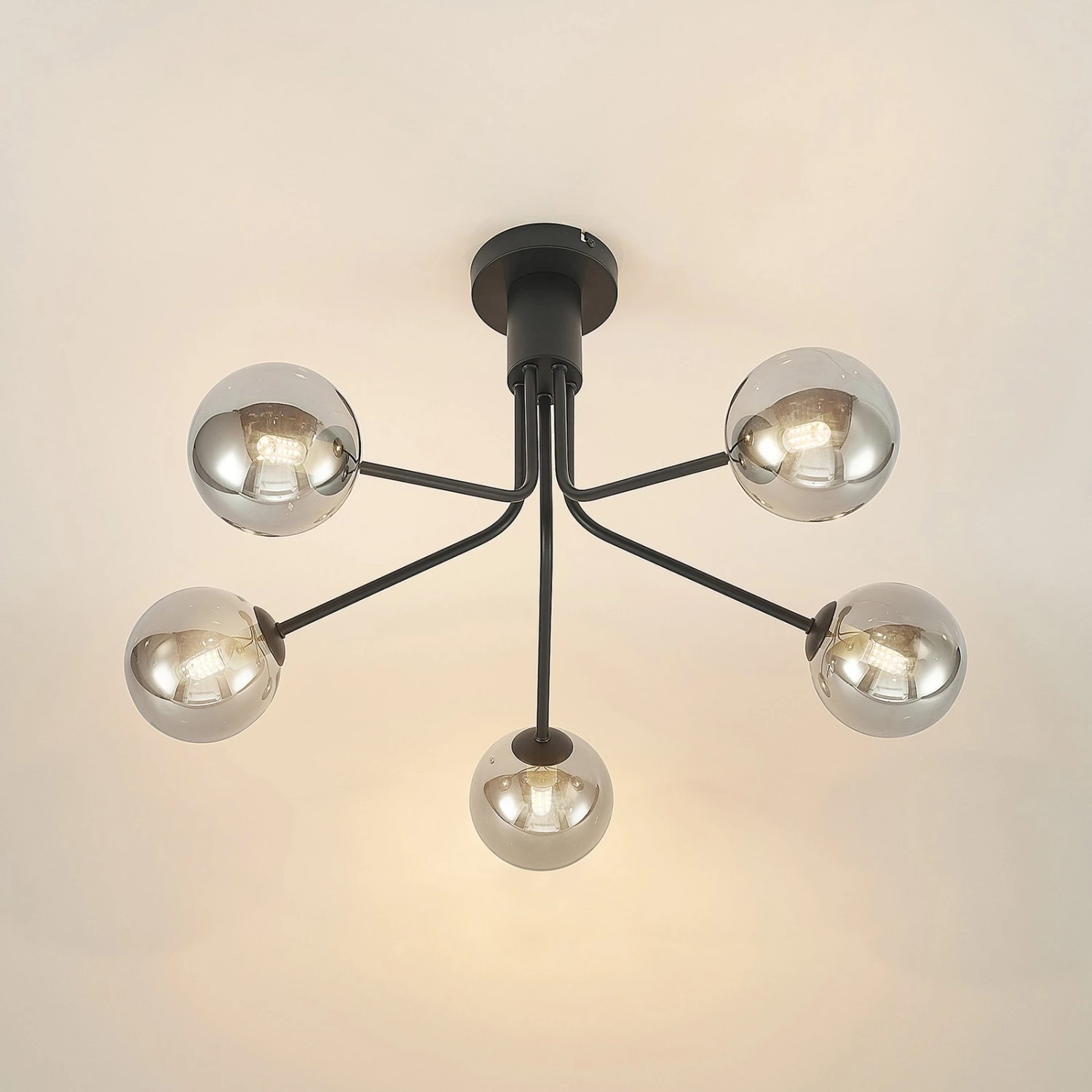 Lucande Wynona Deckenleuchte, 5-fl. Schwarz 8 Lucande Wynona Deckenleuchte, 5-fl. Schwarz – Bild 6