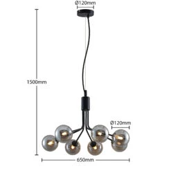 Lucande Wynona Pendelleuchte, 7-fl. Schwarz -Lucande 9627303 4