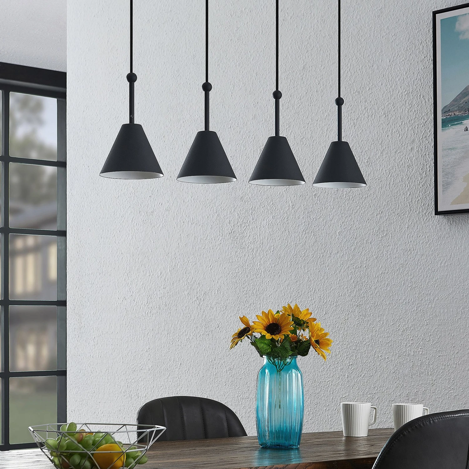 Lucande Phina Hängeleuchte In Schwarz, Vierflammig 4 Lucande Phina Hängeleuchte In Schwarz, Vierflammig – Bild 2