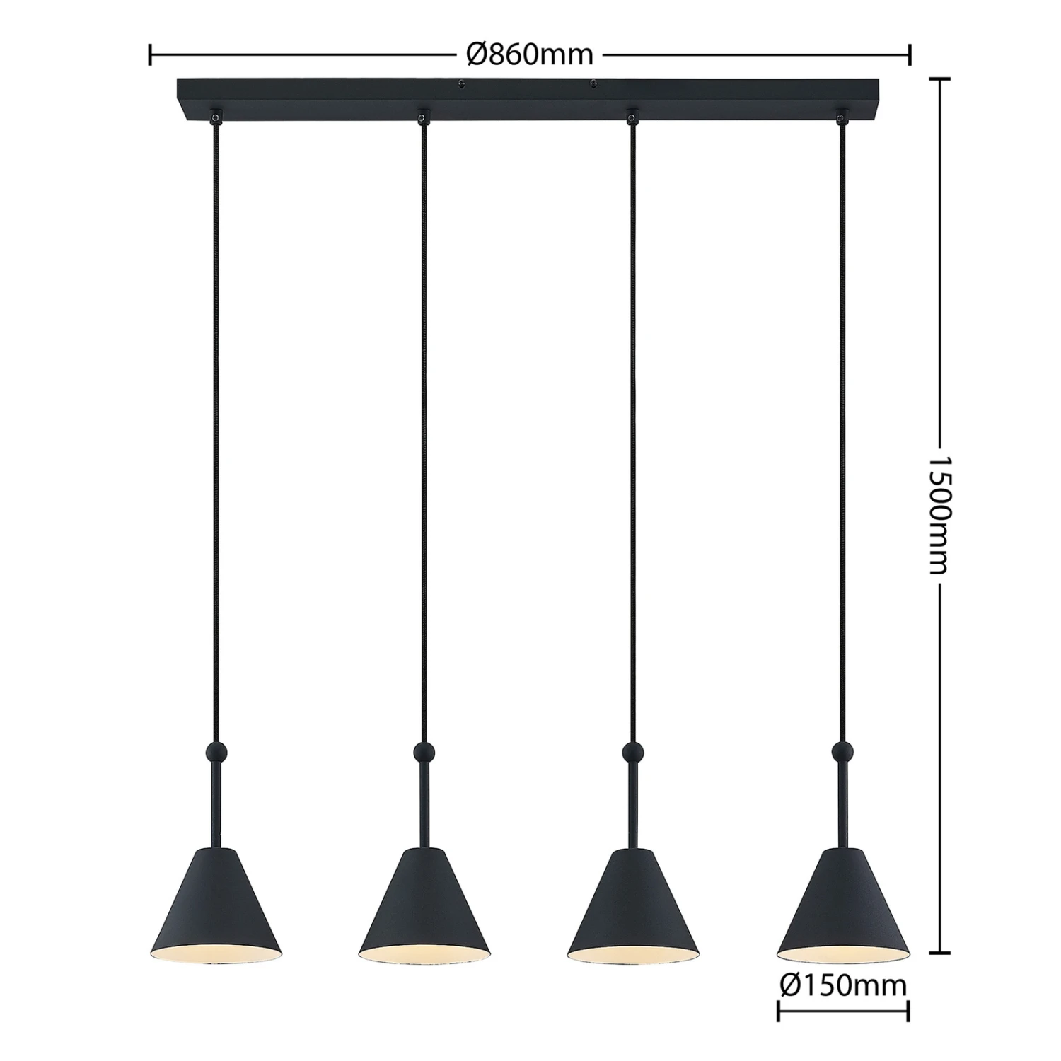 Lucande Phina Hängeleuchte In Schwarz, Vierflammig 6 Lucande Phina Hängeleuchte In Schwarz, Vierflammig – Bild 4