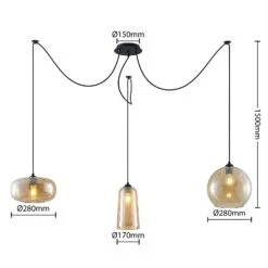 Lucande Zyli Pendelleuchte, Dreiflammig, Amber -Lucande 9627331 3