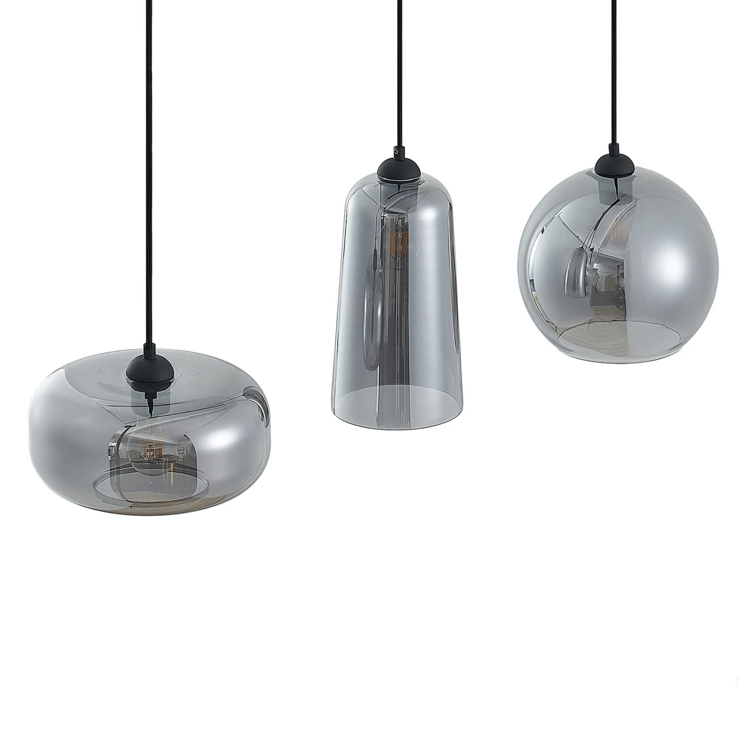 Lucande Wilja Hängeleuchte, Dreiflammig, Rauchgrau 9 Lucande Wilja Hängeleuchte, Dreiflammig, Rauchgrau – Bild 7