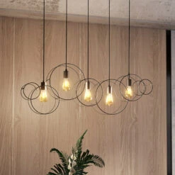 Lucande Andrik Hängelampe, 5-fl., Kreise, Schwarz