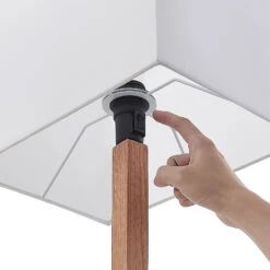 Lucande Heily Tischleuchte, Holz, Eckig, Weiß -Lucande 9627516 6