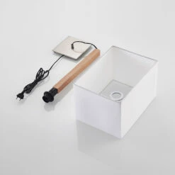 Lucande Heily Tischleuchte, Holz, Eckig, Weiß -Lucande 9627516 8