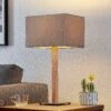 Lucande Heily Tischleuchte, Holz, Eckig, Grau -Lucande 9627517