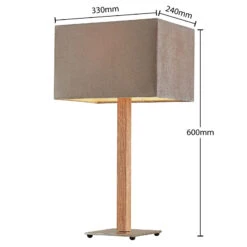 Lucande Heily Tischleuchte, Holz, Eckig, Grau -Lucande 9627517 3