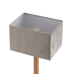 Lucande Heily Tischleuchte, Holz, Eckig, Grau -Lucande 9627517 5