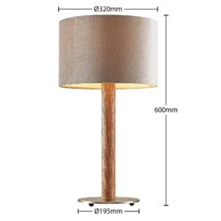 Lucande Heily Tischleuchte, Holz, Rund 21 Cm, Grau -Lucande 9627521 3