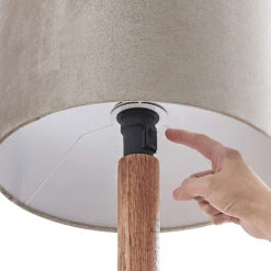 Lucande Heily Tischleuchte, Holz, Rund 21 Cm, Grau -Lucande 9627521 5