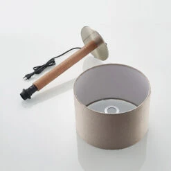 Lucande Heily Tischleuchte, Holz, Rund 21 Cm, Grau -Lucande 9627521 8