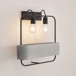 Lucande Teona Wandleuchte Mit Beton, Zweiflammig -Lucande 9627613 5