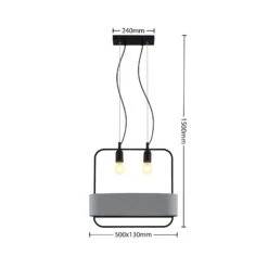 Lucande Teona Hängeleuchte Mit Beton, Zweiflammig -Lucande 9627614 3