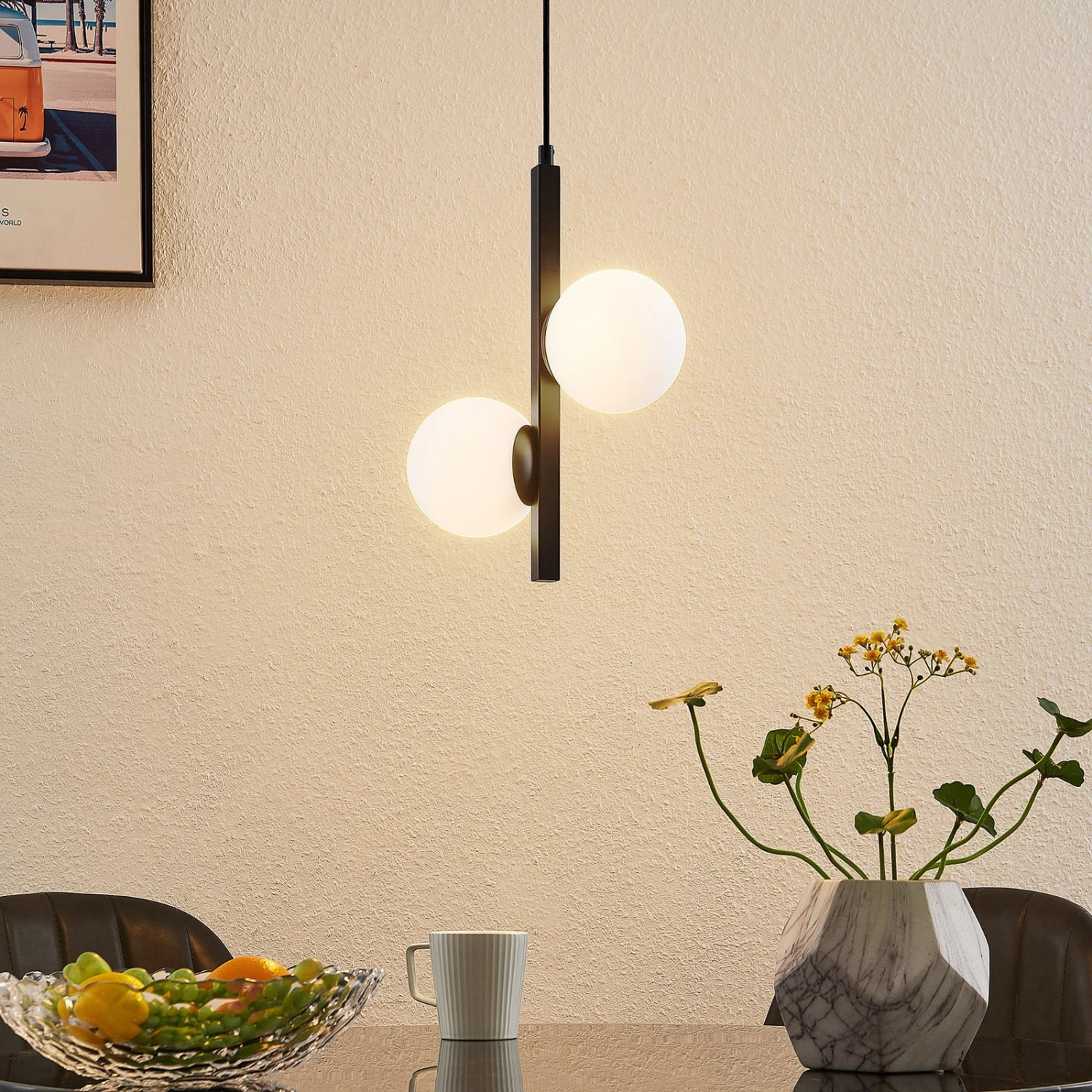 Lucande Emarin Hängeleuchte Glaskugeln Zweiflammig 4 Lucande Emarin Hängeleuchte Glaskugeln Zweiflammig – Bild 2