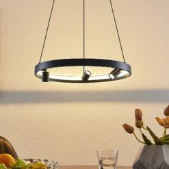 Lucande Paliva LED-Hängeleuchte, 48 Cm, Schwarz