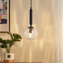 Lucande Edami Hängeleuchte Aus Glas, Schwarz