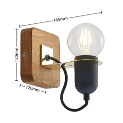 Lucande Becky Holz-Wandspot, Einflammig, Schwarz -Lucande 9627696 3