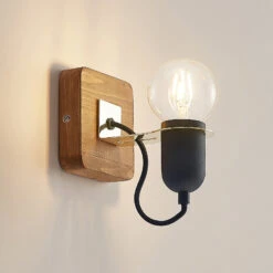 Lucande Becky Holz-Wandspot, Einflammig, Schwarz -Lucande 9627696 6