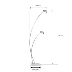 Lucande Velanoris Stehlampe, 2-fl., Alu Gebürstet -Lucande 9627806 4