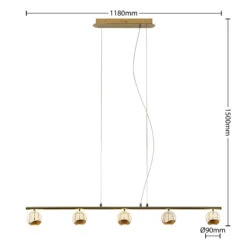 Lucande Kilio LED-Hängeleuchte, 5-flammig, Gold -Lucande 9627954 3
