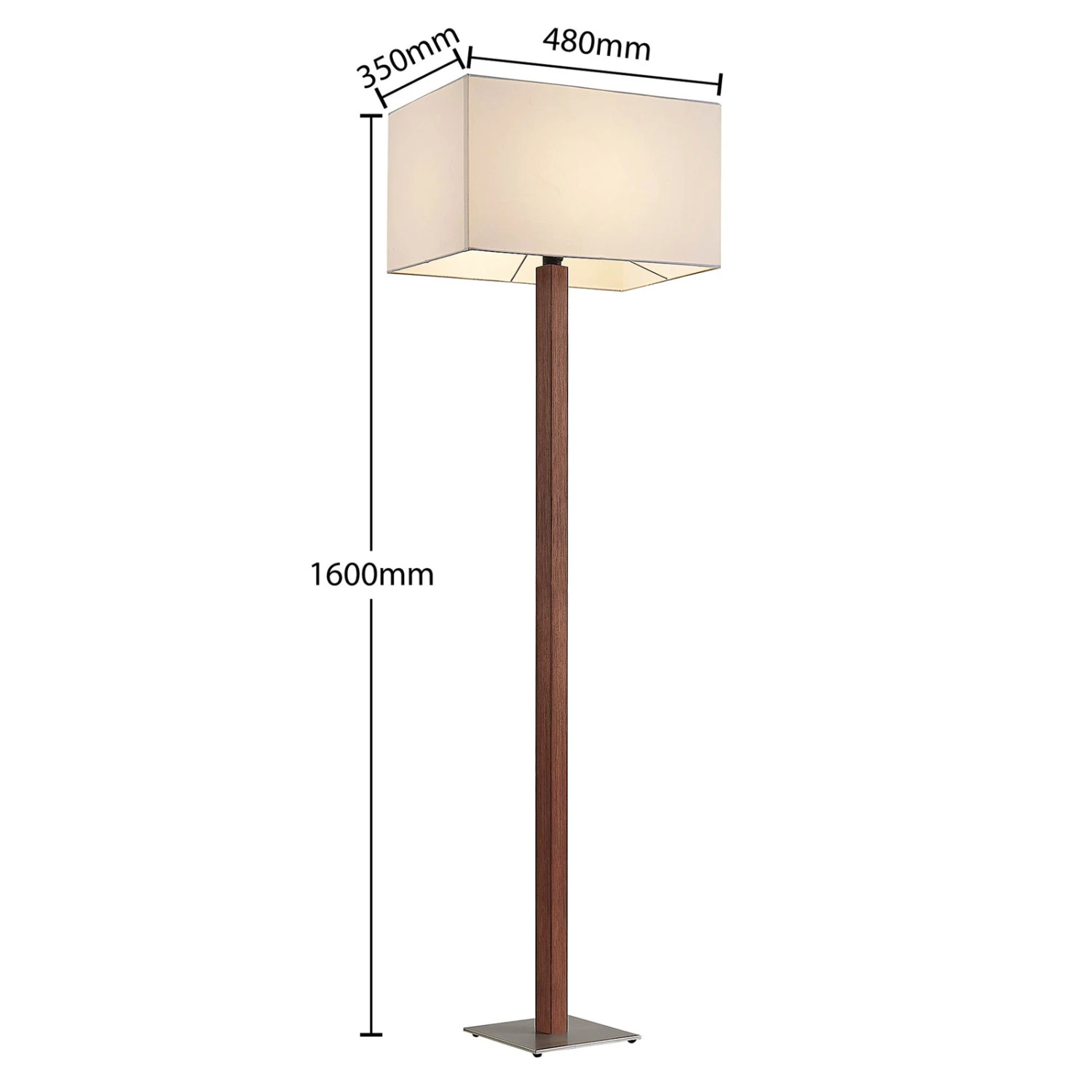 Lucande Larkira Stoff-Stehlampe, Holz, Eckig, Weiß 6 Lucande Larkira Stoff-Stehlampe, Holz, Eckig, Weiß – Bild 4