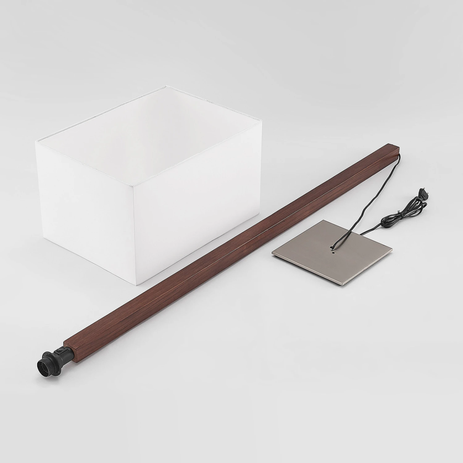 Lucande Larkira Stoff-Stehlampe, Holz, Eckig, Weiß 11 Lucande Larkira Stoff-Stehlampe, Holz, Eckig, Weiß – Bild 9