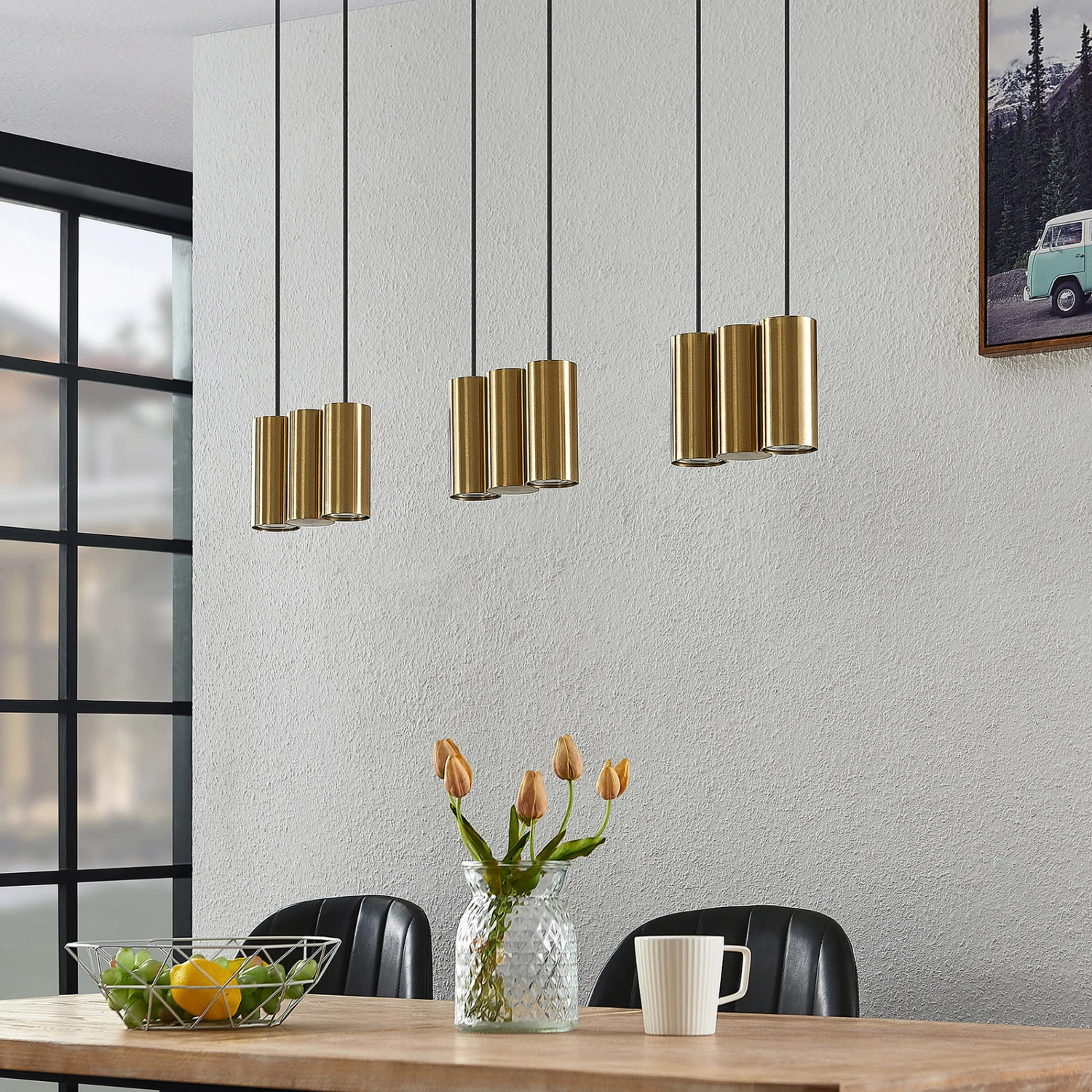 Lucande Cesur Hängeleuchte, Neunflammig, Messing 4 Lucande Cesur Hängeleuchte, Neunflammig, Messing – Bild 2