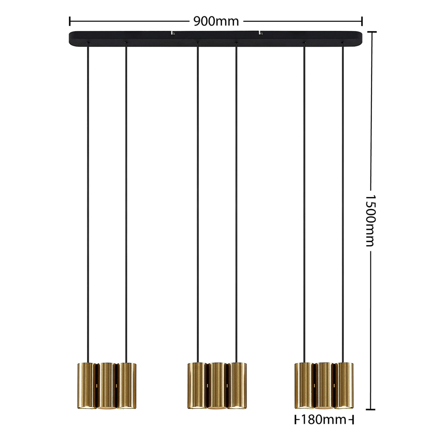 Lucande Cesur Hängeleuchte, Neunflammig, Messing 6 Lucande Cesur Hängeleuchte, Neunflammig, Messing – Bild 4