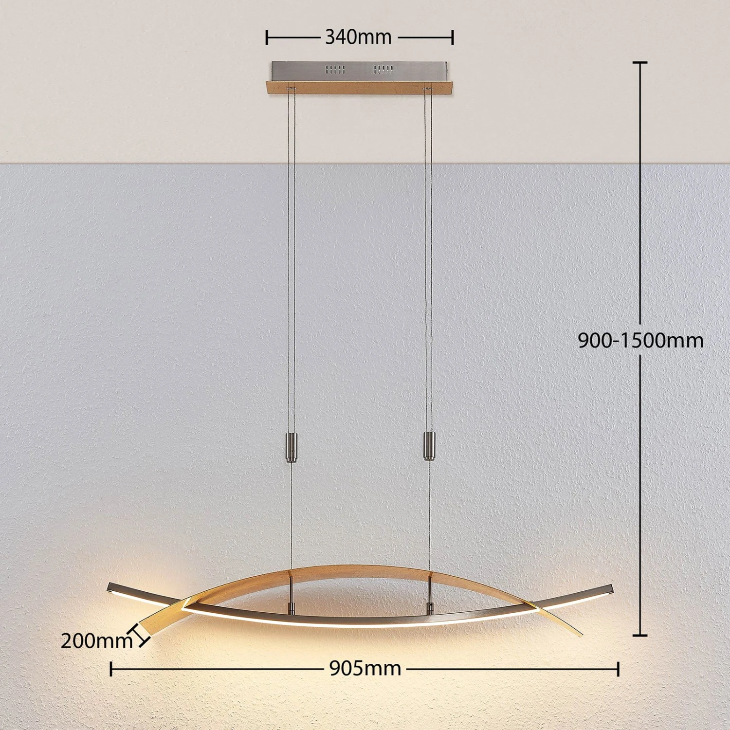 Lucande LED-Hängeleuchte Marija, Blende Waagerecht, Gold 6 Lucande LED-Hängeleuchte Marija, Blende Waagerecht, Gold – Bild 4