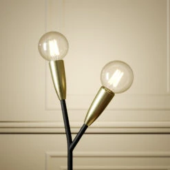 Lucande Carlea Tischlampe, 2-fl., Schwarz-messing -Lucande 9639201 8