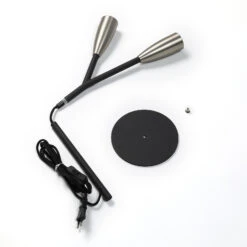 Lucande Carlea Tischlampe, 2-fl., Schwarz-nickel -Lucande 9639202 7