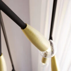 Lucande Carlea Hängelampe, 6-fl., Schwarz-messing -Lucande 9639203 4