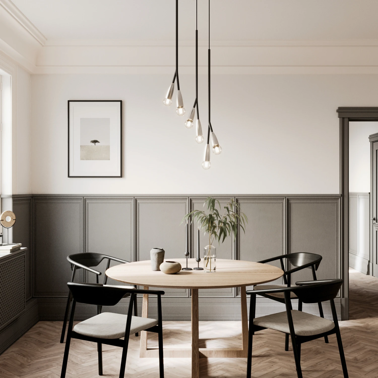 Lucande Carlea Hängelampe, 6-fl., Schwarz-nickel 4 Lucande Carlea Hängelampe, 6-fl., Schwarz-nickel – Bild 2