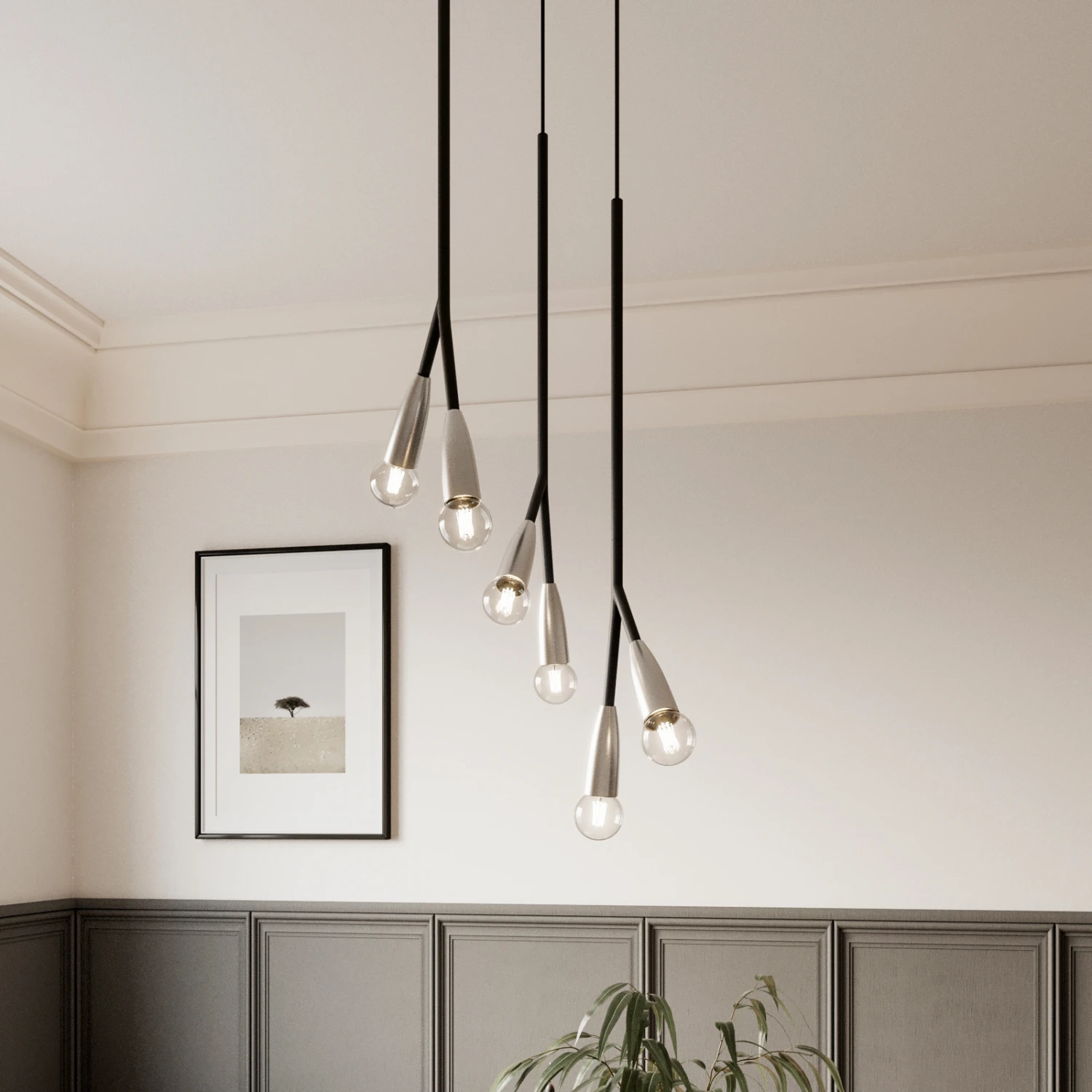 Lucande Carlea Hängelampe, 6-fl., Schwarz-nickel 3 Lucande Carlea Hängelampe, 6-fl., Schwarz-nickel