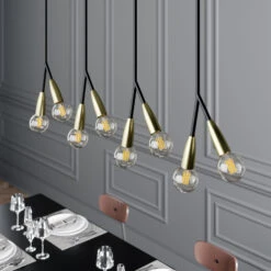 Lucande Carlea Hängelampe, 8-fl., Schwarz-messing 13 Lucande Carlea Hängelampe, 8-fl., Schwarz-messing -Lucande 9639205 2