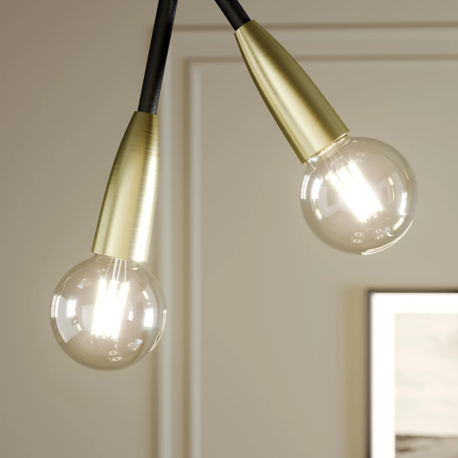 Lucande Carlea Hängelampe, 8-fl., Schwarz-messing 7 Lucande Carlea Hängelampe, 8-fl., Schwarz-messing – Bild 5