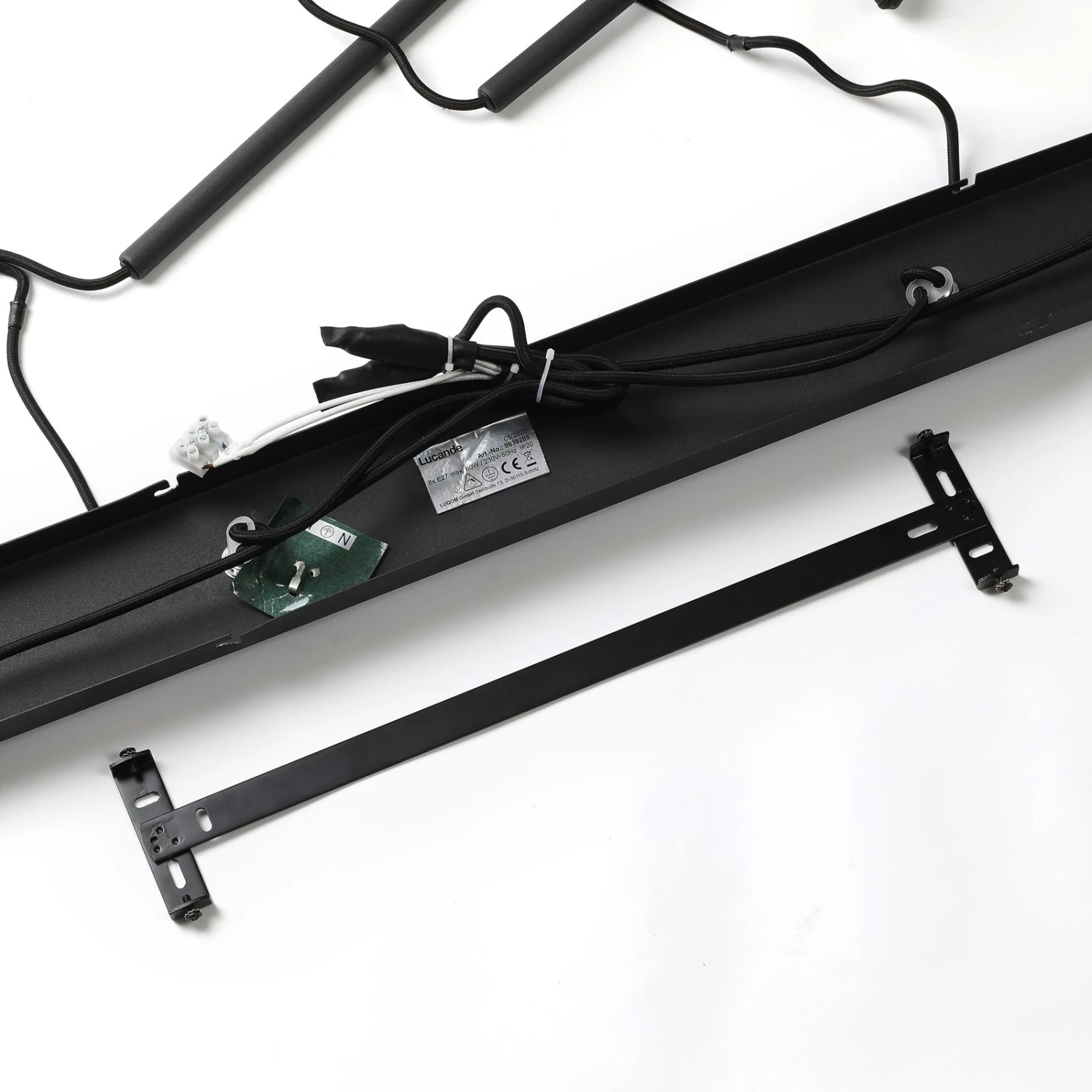 Lucande Carlea Hängelampe, 8-fl., Schwarz-messing 10 Lucande Carlea Hängelampe, 8-fl., Schwarz-messing – Bild 8