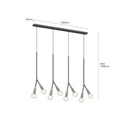 Lucande Carlea Hängelampe, 8-fl., Schwarz-nickel -Lucande 9639206 6