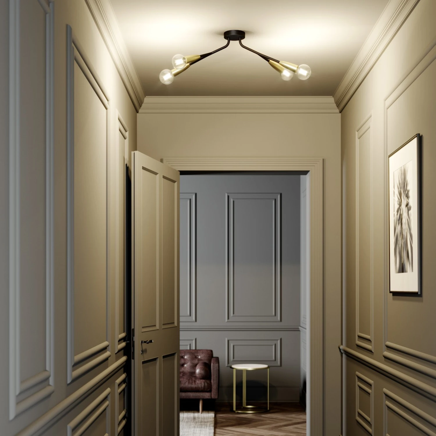 Lucande Carlea Deckenlampe, 4-fl. Schwarz-messing 4 Lucande Carlea Deckenlampe, 4-fl. Schwarz-messing – Bild 2