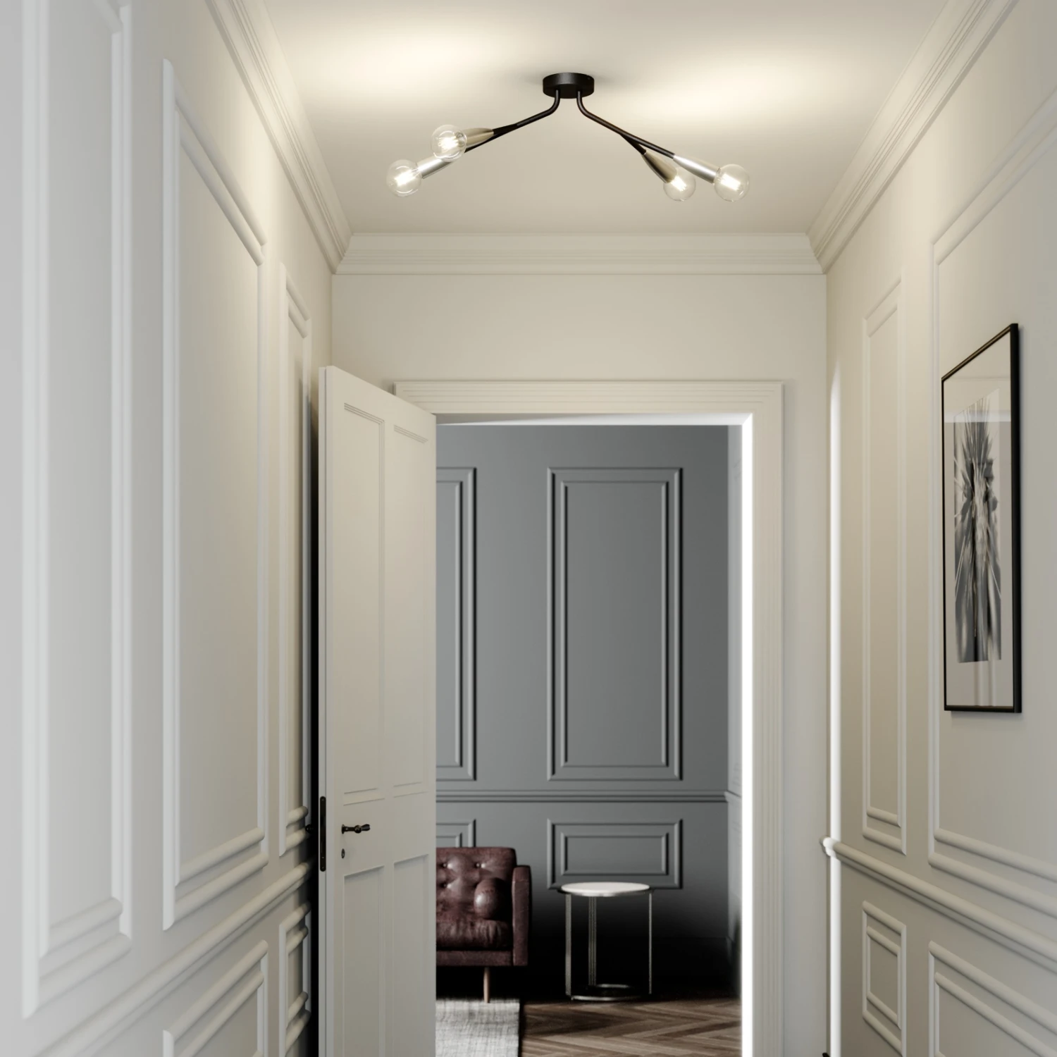 Lucande Carlea Deckenlampe, 4-fl. Schwarz-nickel 4 Lucande Carlea Deckenlampe, 4-fl. Schwarz-nickel – Bild 2