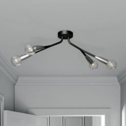 Lucande Carlea Deckenlampe, 4-fl. Schwarz-nickel 13 Lucande Carlea Deckenlampe, 4-fl. Schwarz-nickel -Lucande 9639208 2