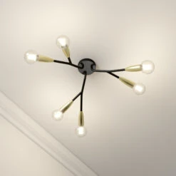 Lucande Carlea Deckenlampe, 6-fl. Schwarz-messing -Lucande 9639209 8