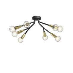Lucande Carlea Deckenlampe, 8-fl. Schwarz-messing -Lucande 9639211 5